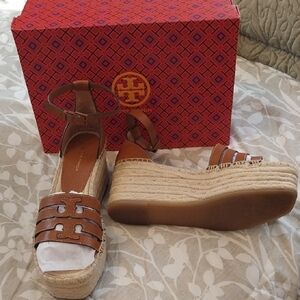 Tory Burch Bourbon Cage Wedge Espadrille Size 10 Like New!